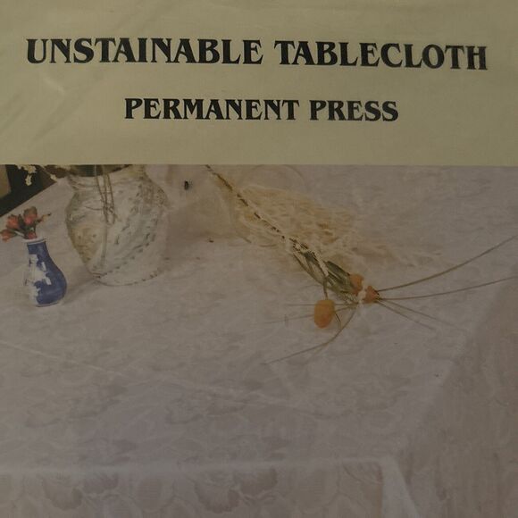 Chapel Gate 60 X 90 Inch Ivory Unstainable Tablecloth Permanent Press Square - Picture 6 of 8